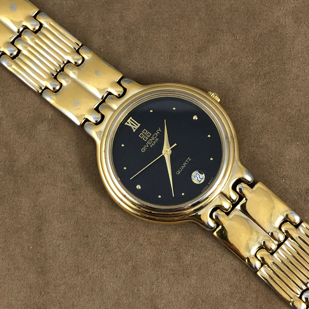 Vintage Givenchy Paris Watch Gold Tone Date at 6